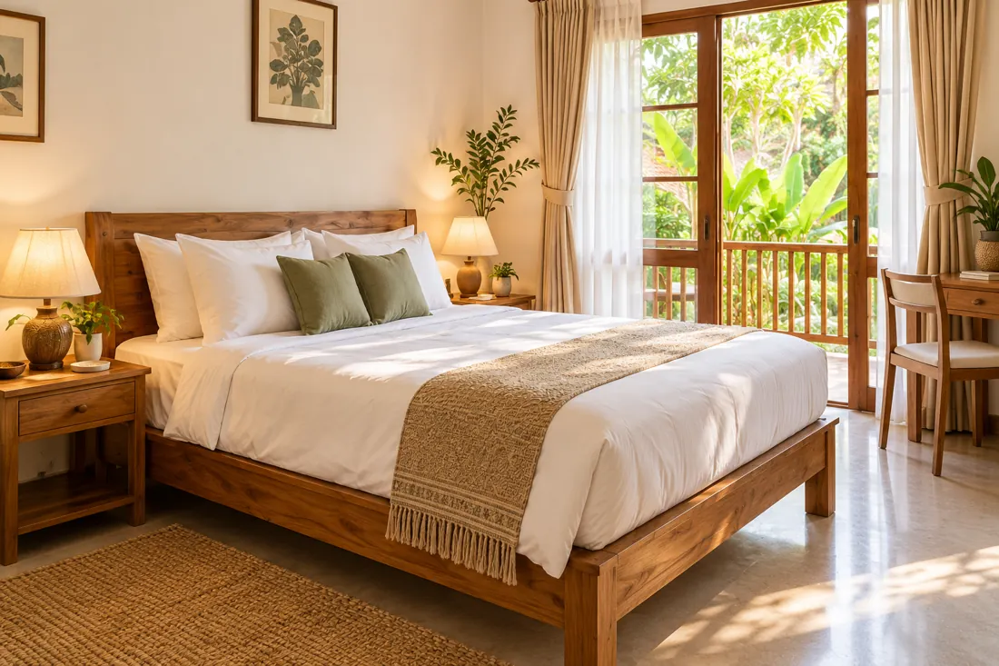 guest house room prepared for an arrival