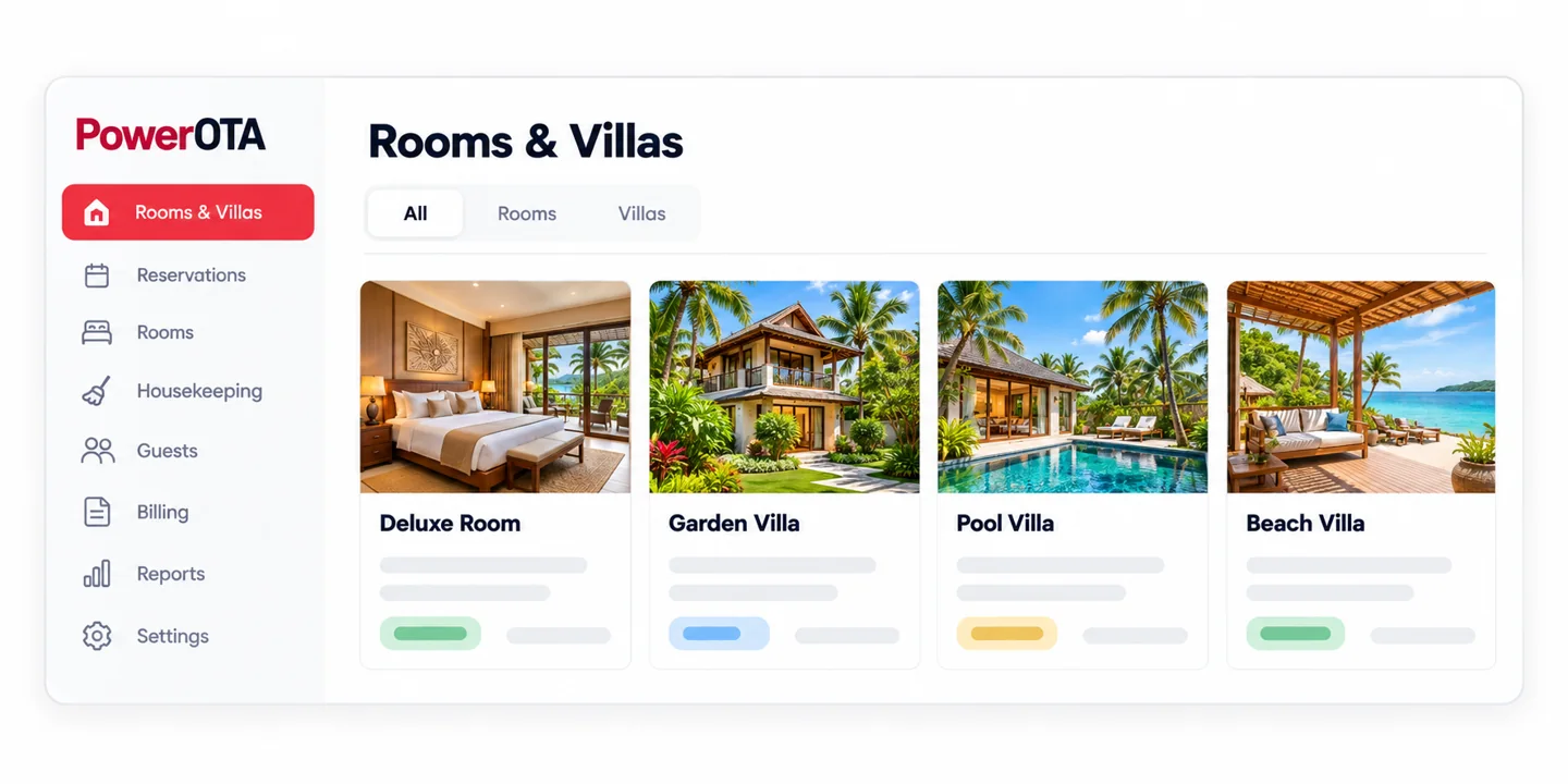 PowerOTA resort accommodation dashboard